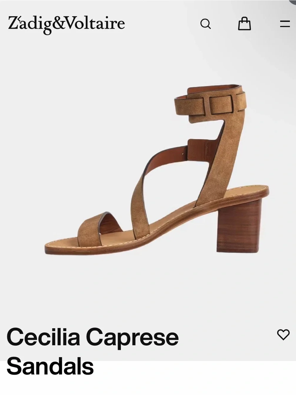 Zadig & Voltaire Cecilia Caprese Suede Sandals - Tan